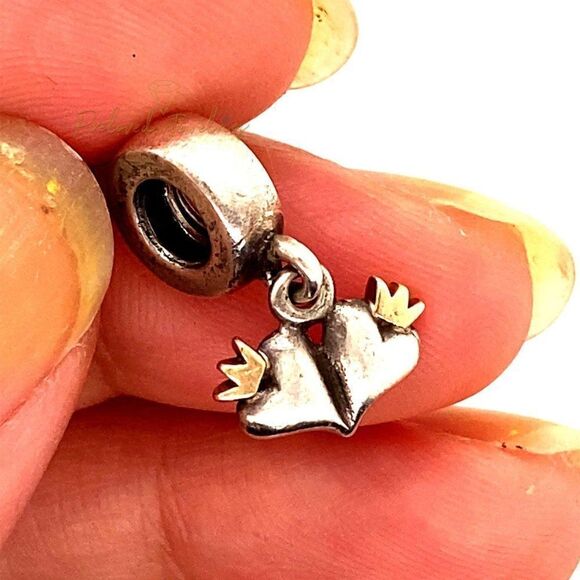 Pandora Two-Tone Hearts & Crown Charm - Picture 3 of 4